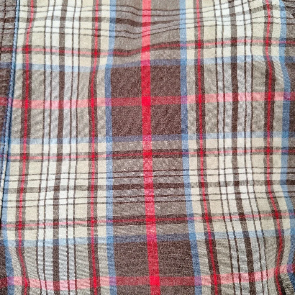 OshKosh Bgosh 24M Plaid Cargo Shortall Overalls Brown Red Blue Cotton